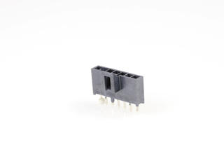 1053093607 - Nano-Fit Vertical Header, Through Hole, 2.50mm Pitch, Single Row, 7 Circuits, with Kinked Pins, 0.76µm Gold (Au) Plating, Black, Glow-Wire Capable, Tape and Reel