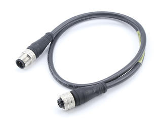 1200070474 - Micro-Change (M12) Double-Ended Cordset, 4 Poles, Male (Straight) to Female (Straight), 0.34mm² Black PVC Cable, 2.0m (6.56') Length