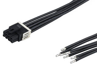 2262631084 - Micro-Fit+ Female-to-Pigtail Off-the-Shelf (OTS) Cable Assembly, Dual Row, 600.00mm Length, Tin (Sn) Plating, 8 Circuits, Black