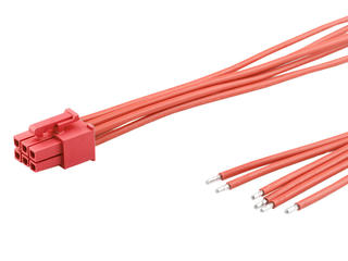 2262451064 - Mini-Fit Versa Color-to-Pigtail Off-the-Shelf (OTS) Cable Assembly, 4.20mm Pitch, Dual Row, 600.00mm Length, 6 Circuits, Red