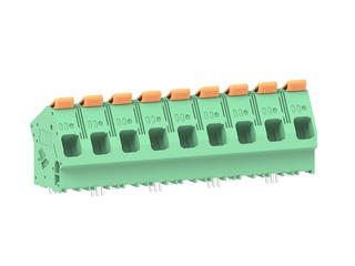 2249340009 - 15.00mm Pitch Lever Activated Fixed Mount PCB Terminal Block, 35° Wire Entry, Left Rear Terminal, 9 Circuits