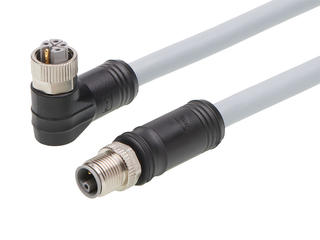 1205010208 - Micro-Change (M12) Double-Ended Cordset, 5 Poles, L-Coded, Female (90°) to Male (Straight), 16 AWG, Gray TPU WSOR Cable, 0.5m (1.64') Length 1205010208 - Micro-Change (M12) Double-Ended Cordset, 5 Poles, L-Coded, Female (90°) to Male (Straight), 16 AWG, Gray TPU WSOR Cable, 0.5m (1.64') Length