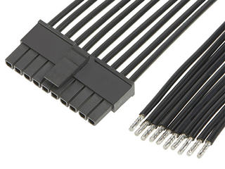2147511101 - Micro-Fit 3.0 Female-to-Pigtail Off-the-Shelf (OTS) Cable Assembly, Single Row, 150.00mm Length, Tin (Sn) Plating, 10 Circuits, Black