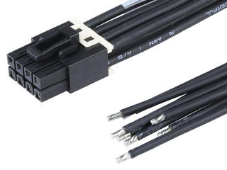 2240861082 - Mini-Fit Max-to-Pigtail Off-the-Shelf (OTS) Cable Assembly, Dual Row, Tin(Sn) Plating, 8 Circuits, 150.00mm Length, Black