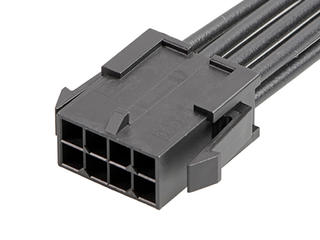 2147572081 - Micro-Fit 3.0 Male-to-Micro-Fit 3.0 Male Off-the-Shelf (OTS) Cable Assembly, Dual Row,  150.00mm Length, Gold (Au) Plating, 8 Circuits, Black
