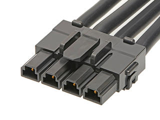 369240403 - Mini-Fit Sr.-to-Mini-Fit Sr. Off-the-Shelf (OTS) Cable Assembly, 10.00mm  Pitch, Single Row, 0.30m Length, 4 Circuits, Black