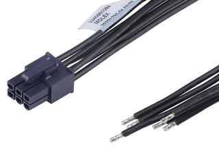 2240951064 - Mini-Fit Versa-to-Pigtail Off-the-Shelf (OTS) Cable Assembly, 4.20mm Pitch, Dual Row, 600.00mm Length, 6 Circuits, Black