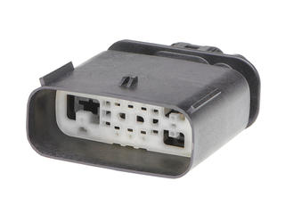 1600813003 - MX150 Hybrid Mat-Sealed Male Connector Assembly, Dual Row, 9 Circuits, Keying Option C, Dark Gray