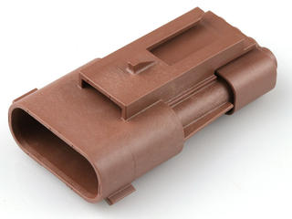 2077781513 - Squba 3.6 Sealed Plug Assembly, 3.60mm Pitch, 3 Circuits, Single Row, Glow-Wire Capable, with Clipslot, Key E, Brown, UL1015/UL1230 Compatible