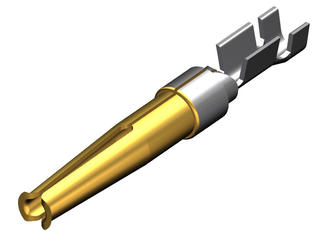 1731121121 - FCT Stamped Contact, Female, Crimp, 0.80µm Gold Mating Plating, Split Tine, 28-24 AWG, 10,000 pieces on reel - Left Side Entry with Turnaround 1731121121 - FCT Stamped Contact, Female, Crimp, 0.80µm Gold Mating Plating, Split Tine, 28-24 AWG, 10,000 pieces on reel - Left Side Entry with Turnaround