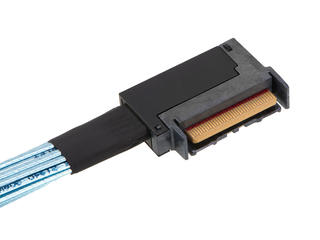 2166121116 - Mini Cool Edge (MCIO) Left-Exit-to-Mini Cool Edge (MCIO) Straight Cable Assembly, Pull Tab, 16x, 124 Circuits, PCIe Gen 5, 30 AWG, with Expando, 300.00mm Length