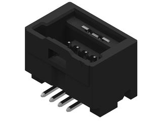 2016480051 - Spot-On Wire-to-Board Header with Nail, 1.50mm Pitch, Single Row, Vertical, 5 Circuits, with Potting Capability, Matte Tin (Sn) Plating, Black