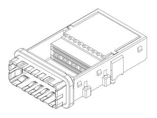 1733590001 - zCD (CDFP) Short Body Connector Assembly, 16X, 120 Circuits, 0.75mm Pitch, with EMI Fingers and EMI Gasket, Gold (Au) Over Nickel Plated