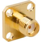 Amphenol RF-132204 Connector RF Conn SMA 0Hz to 12.4GHz 50Ohm Solder ST Flange Mount RCP Gold