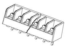 386007806 - 6.35mm Pitch Beau PCB Tri-Barrier Terminal Strip, without Mounting Ends,  with Clamp Washer Screws, 300V, 6 Circuits