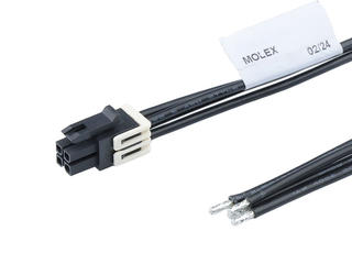 2262631044 - Micro-Fit+ Female-to-Pigtail Off-the-Shelf (OTS) Cable Assembly, Dual Row, 600.00mm Length, Tin (Sn) Plating, 4 Circuits, Black