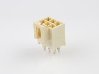1053102106 - Nano-Fit Vertical Header, Through Hole, 2.50mm Pitch, Dual Row, 6 Circuits, with Kinked Pins, Tin (Sn) Plating, Natural, Glow-Wire Capable, Tray