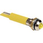 Bivar-MPC8-2YD12V Panel Mount Indicators IP54 Rated Sealed Panel Mount Indicators, M8 Nut and Spring Lock Washer, 12V, Yellow Housing, Yellow LED, 5mm Yellow Diffused Tinted Lens with 2.6mm Dome Protrusion