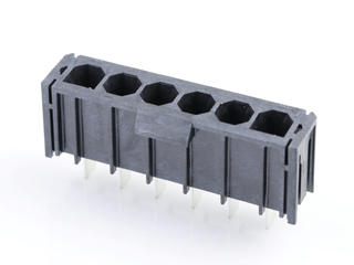 1720420605 - Super Sabre Vertical Header, 6 Circuit, Long Solder Tail without Board Lock, Complies with UL1977 Finger Proof Standards, Glow-Wire Capable