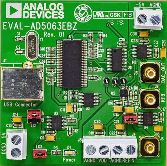Analog Devices-EVAL-AD5063EBZ Data Conversion Development Boards and Kits AD5063 DAC Evaluation Board Analog Devices-EVAL-AD5063EBZ Data Conversion Development Boards and Kits AD5063 DAC Evaluation Board