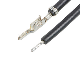 2153431104 - Pre-Crimped Lead Mini-Fit Jr. Male-to-Pigtail, Tin (Sn) Plating, 300.00mm Length, 20 AWG, Black