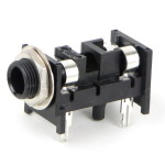 Switchcraft-RA49C11 Connector Audio and Video Conn 1/4" Phone Jack F 2 POS 7.62mm Solder RA Thru-Hole 4 Terminal 1 Port