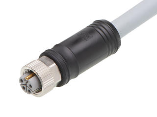 1205000304 - Micro-Change (M12) Single-Ended Cordset, 5 Poles, L-Coded, Female (Straight) to Pigtail, 16 AWG, Gray TPU WSOR Cable, 10.0m (32.81') Length