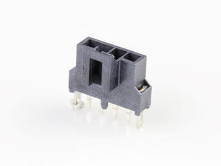 1053111304 - Nano-Fit Vertical Header, Through Hole, 2.50mm Pitch, Single Row, 4 Circuits, with Solder Clips, 0.76µm Gold (Au) Plating, Black, Glow-Wire Capable, Tray