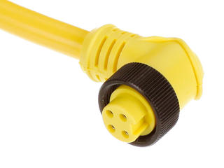 1300101885 - Mini-Change A-Size Double-Ended Cordset, 4 Poles, Male (Straight) to Female (90°), 16 AWG, Yellow TPE Cable, 3.50m (11.48') Length 1300101885 - Mini-Change A-Size Double-Ended Cordset, 4 Poles, Male (Straight) to Female (90°), 16 AWG, Yellow TPE Cable, 3.50m (11.48') Length