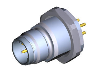 1204062004 - Ultra-Lock 2.0 (M12) Receptacle, 4 Poles, Male (Straight), D-Coded, Back Panel Mount, M16 Mounting Threads, PCB Pins