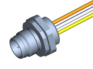 1204063009 - Ultra-Lock 2.0 (M12) Receptacle, 4 Poles, Male (Straight) to Leads, D-Coded, Front Panel Mount, PG9 Mounting Threads, 0.30m (11.81") Length