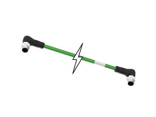1201080508 - Micro-Change (M12) Double-Ended Cordset, 4 Poles, D-Coded, Male (90°) to Male (90°), Green TPU WSOR Cable, 22 AWG, 1.0m (3.28') Length 1201080508 - Micro-Change (M12) Double-Ended Cordset, 4 Poles, D-Coded, Male (90°) to Male (90°), Green TPU WSOR Cable, 22 AWG, 1.0m (3.28') Length