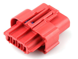 2077820114 - Squba 3.6 Sealed Receptacle Assembly, 3.60mm Pitch, 4 Circuits, Single Row, Glow-Wire Capable, Key A, Red, UL1015/UL1230 Compatible