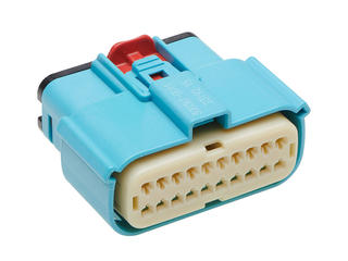 3003610011 - MX150 Mid-Voltage Mat-Sealed Female Connector Assembly, Dual Row, 20 Circuits, 48V, Keying Option A, with Connector Position Assurance, Light Blue