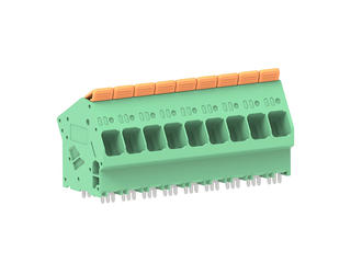 2249300009 - 10.00mm Pitch Lever Activated Fixed Mount PCB Terminal Block, 35° Wire Entry, Bussed Terminals, 9 Circuits