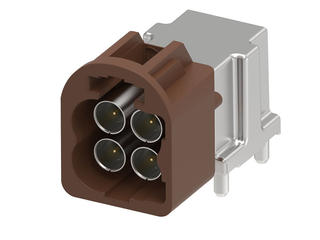 2082440205 - High-Speed FAKRA Mini (HFM) Quad Header, 2x2, Right-Angle, Through Hole, Key F, Brown, 50 Ohms