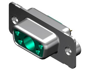 1731070725 - FCT Mixed Layout D-Sub Connector, Female, Straight, Solder Cup, Gold Plating, Tin-plated Shell, #4-40 Clinch Nut, 5 Circuits Max, 4 Signal Contacts Loaded, Green Insulator