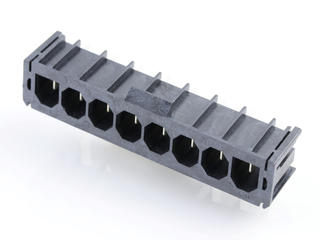 1720430801 - Super Sabre Right-Angle Header, 8 Circuit, Short Solder Tail without Board Lock, Complies with UL1977 Finger Proof Standards, Glow-Wire Capable