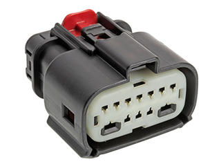 1601116011 - MX150 Hybrid Mat-Sealed Female Connector Assembly, Dual Row, 12 Circuits, Keying Option A, with Extended Clipslot, Black