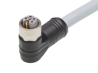 1205000308 - Micro-Change (M12) Single-Ended Cordset, 5 Poles, L-Coded, Female (90°) to Pigtail, 16 AWG, Gray TPU WSOR Cable, 2.0m (6.56') Length
