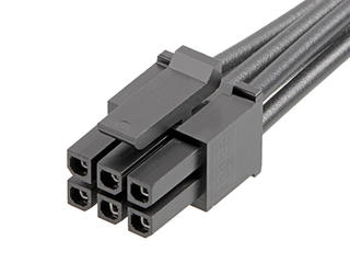 2147552062 - Micro-Fit 3.0 Female-to-Micro-Fit 3.0 Female Off-the-Shelf (OTS) Cable Assembly, Dual Row, 300.00mm Length, Gold (Au) Plating, 6 Circuits, Black