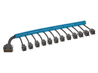 2033879001 - Open19 Foundation Impel 92 Ohm 4-by-24-to-(12) 4-by-2 Male Breakout Cable Assembly, Twinax Cable, 30 AWG, 682.60mm Length, 96 Differential Pair Breakout to (12) 8 Differential Pair