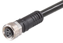1200868660 - Nano-Change (M8) Single-Ended Cordset with Knurled Hexnut, 4 Poles, A-Coded, Female (Straight) to Pigtail, 24 AWG, Black TPU WSOR Cable, 2.0m (6.56') Length