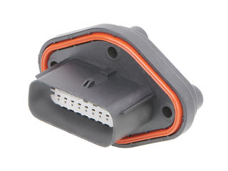 2144680010 - MX150 Panel Mount Male Connector Assembly, Bushing Version, Dual Row, 20 Circuits, Keying Option B, Light Gray Housing