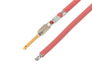 2163032205 - Pre-Crimped Lead MX150-Male-to-Pigtail, Gold (Au) Plating, 450.00mm Length, 18 AWG, Red