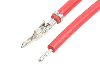 2153432101 - Pre-Crimped Lead Mini-Fit Jr. Male-to-Pigtail, Tin (Sn) Plating, 75.00mm  Length, 20 AWG, Red