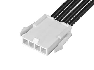 2153221042 - Mini-Fit Jr. Male-to-Mini-Fit Jr. Male Off-the-Shelf (OTS) Cable Assembly, Single Row, 300.00mm Length, Tin (Sn) Plating, 4 Circuits, Black