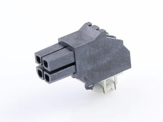 447640403 - Micro-Fit BMI Receptacle Header, Dual Row, Right-Angle, with Press-fit Plastic Pegs, 0.80µm Gold (Au) Selective, 4 Circuits