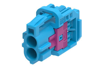 2079118642 - High-Speed FAKRA Mini (HFM) Dual Stacked Jack Housing, 2x1, Key C, Blue, without CPA