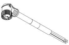 1300061408 - Mini-Change A-Size Single-Ended Cordset, 5 Poles, Female (90°) to Pigtail, 20 AWG, PVC Cable, 4.0m (13.12') Length